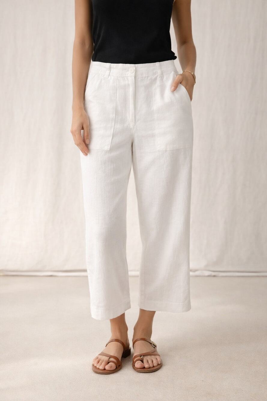 J.Crew Tencel Linen Utility Pants White 10P